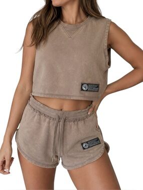 Alphalete Very Terry French Terry Matching Set Beige Vintage Distressed Small